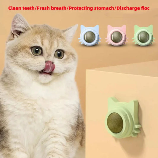 Catnip Toys for Cats Indoor Interactive Wall Spin Ball Natural Mint Enhances Digestion Appetite Stimulant Cat Dental Care